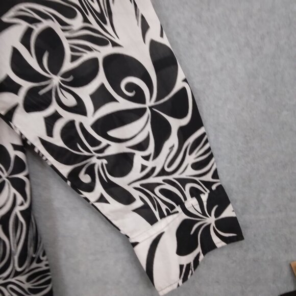 Talbots | Black White Floral Long Sleeve Button Up Blouse Shirt  |  Size 2X - Picture 4 of 9